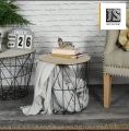 Metal Wire Table Removable Round Coffee Table Storage Box  Side Tables  Side Table Decoration  Side Table For Bed  Coffee Table with Storage Size 16 Length by 16 Width by 18.5 Height JS Home Decor. 