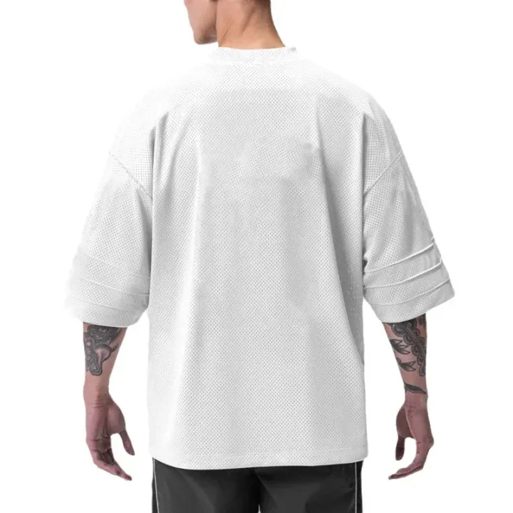 Running%20T-shirt%20Men%20Oversized%20Dropped%20Shoulder%20V-neck%20Half%20Sleeve%20Fitness%20T%20Shirt%20Summer%20Mesh%20Loose%20Gym%20Clothing%20Sports%20Jerseys%20-%20Image%202