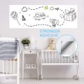 "Whiteboard Sticker Sheet (6x1.3 ft) with Restickable Adhesive and Piano Marker". 