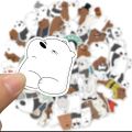 50 pcs bare bear stickers for laptop guitar phone case. 