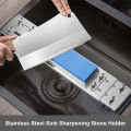 Stainless Steel Anti-Slip Sharpener Tool Retractable Sharpening Stone Bracket Adjustable Non-Slip with Wing Nuts Kitchen Gadgets. 