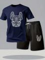 New summer fitness sportswear for men, short-sleeved T-shirt and shorts two-piece set, breathable and quick-drying casual wear.. 