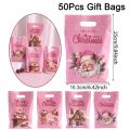 50pcs Pink Merry Christmas  Bags Santa Claus Candy Bags for Home 2025 Winter Holiday Christmas Decoration Navidad . 