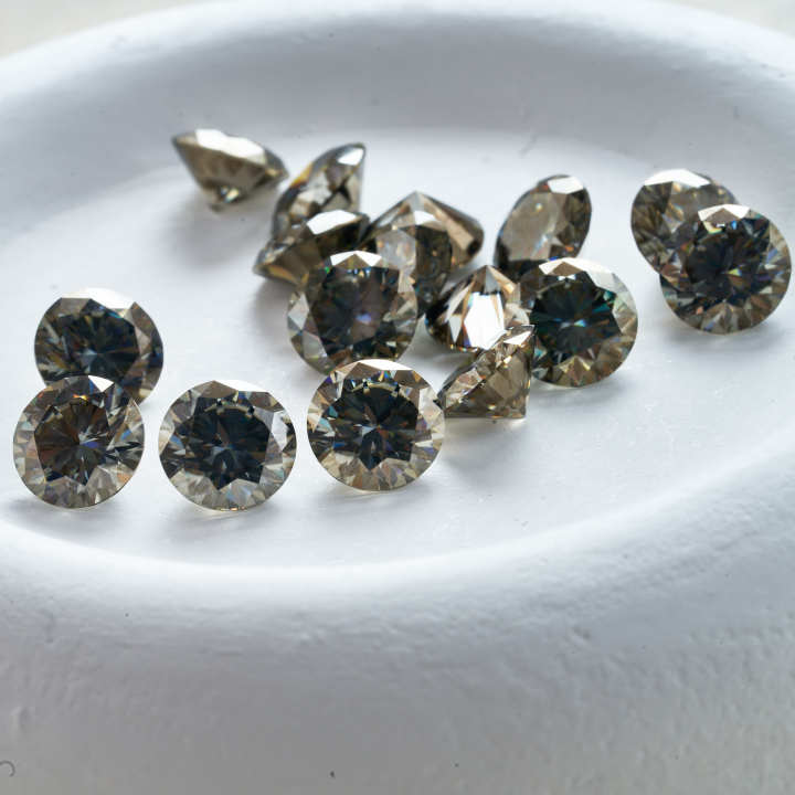 Moissanite Diamond Gray Color Round Cut Lab Grown Gemstone for DIY ...