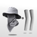 3pcs Hats, Face Masks, and Ice Silk Sleeves, Sunscreen Fishing Hats, Fisherman Hats, Suitable for Outdoor Activities and Work. 