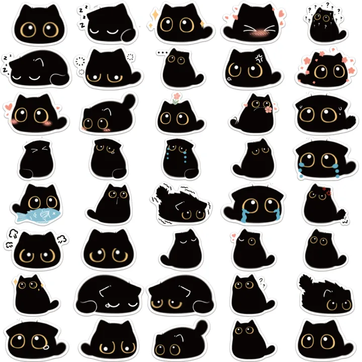 40PCS%20Cute%20Little%20Black%20Briquette%20Cat%20Stickers%20Waterproof%20Cartoon%20Decoration%20Laptop%20Cup%20Phone%20Suitcase%20Kids%20%20Toy%20Decal%20-%20Image%203
