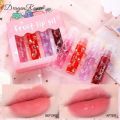 Dragon Ranee 4 Pcs Fruit Lip Oil Set Lip Gloss Crystal Jelly Liquid Lipstick Set. 