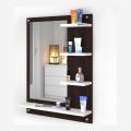 Modern DIY Wall Dressing Table with Large HD Mirror, Wooden Shelves, Drawer, Door Cabinet & Organizer Rack | Space-Saving Wall Mounted Makeup Vanity for Bedroom, Girls Room & Compact Home Interiors. 