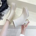 Winter Square Toe Elegant Banquet Women's Shoes Fashionable Square Heel Comfortable Short Boots High Heel Warm Knight Boots. 
