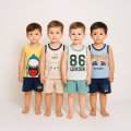 bbuy Kids Clothing Set Pack of 3 Summer Comfortable Materials Stylish Designs Sandos and Shorts Multi Colors. 