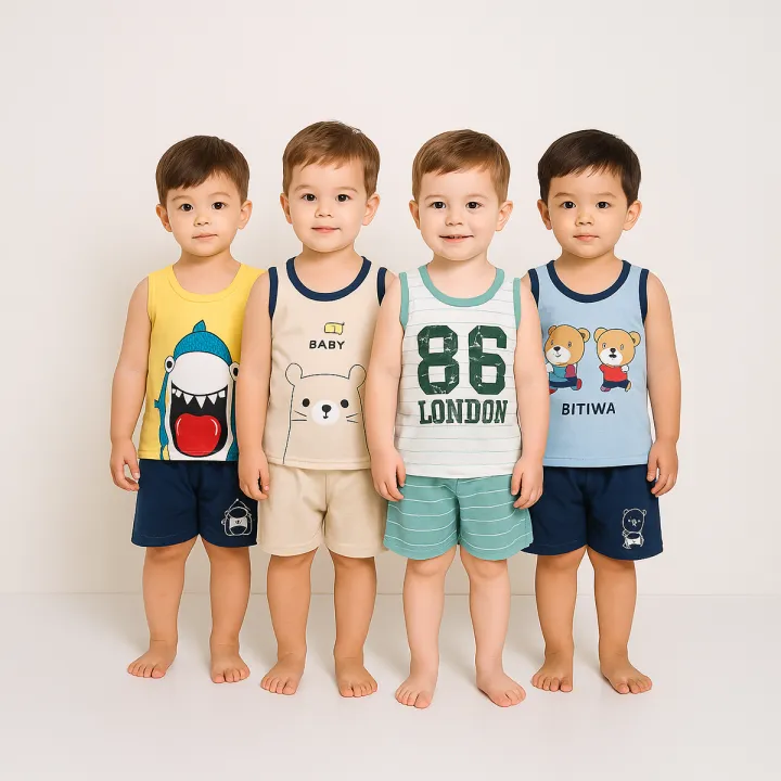 bbuy%20Kids%20Clothing%20Set%20Pack%20of%203%20Summer%20Comfortable%20Materials%20Stylish%20Designs%20Sandos%20and%20Shorts%20Multi%20Colors%20-%20Image%202