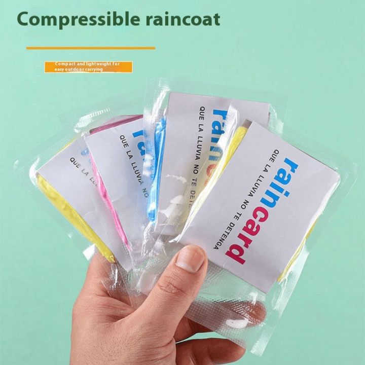 5/10pcs Disposable Raincoat Mini Portable Rainwear Hooded Ponchos Camping Hiking Travel Accessories Outdoor Travel Card Raincoat