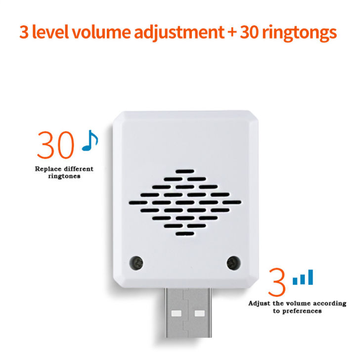 Wireless%20Doorbell%20DC%205V%20and%20RF433%20MHz%20Pairing%20Remote%20Control%2030%20Ringtongs%20Volume%20Adjust%20Home%20Outdoor%20USB%20Door%20Bell%20Bed%20Care%20Call%20-%20Image%203