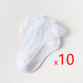 10 Pairs/lot Baby Girls Kids Socks Lace Ruffle Princess Mesh Children Ankle Short Breathable Cotton White Pink Blue Toddler Sock. 