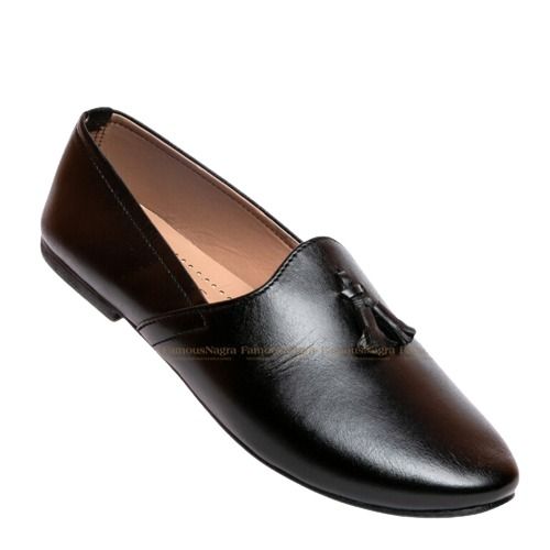 Men's Traditional Khussa Pumpy Shoes  - Black Color