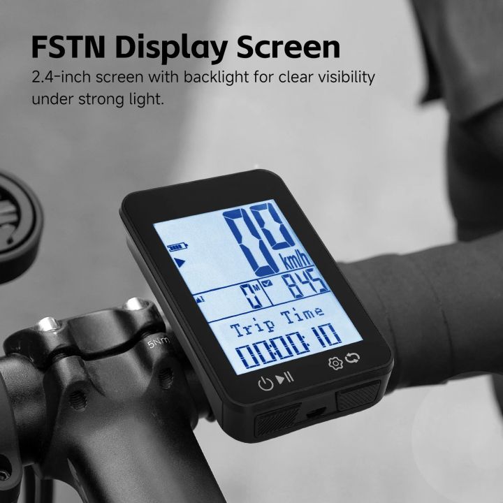 GPS Bike Computer IPX7 Rainproof 2.4in FSTN Display Night Riding ...