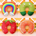 INS Style U Shaped Pillow Frog Strawberry Rainbow Cushion Neck Pillow Car Travel Inflatable Pillow Travel Accessories For Adult. 