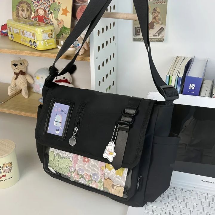 Y2K%20Japanese%20Harajuku%20School%20Bags%20for%20Teenage%20Girls%20New%202024%20Transparent%20Itabag%20Crossbody%20Bag%20DIY%20Badges%20Display%20Plate%20Ita%20Bag%20-%20Image%204