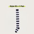 1/2 Pairs Women Over The Knee Socks Cotton Thigh High Socks Black White Blue Colorful Striped Pattern Fashion Casual Daily Wear.