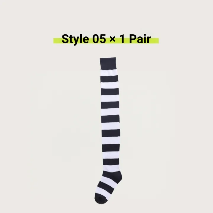 1/2%20Pairs%20Women%20Over%20The%20Knee%20Socks%20Cotton%20Thigh%20High%20Socks%20Black%20White%20Blue%20Colorful%20Striped%20Pattern%20Fashion%20Casual%20Daily%20Wear%20-%20Image%207