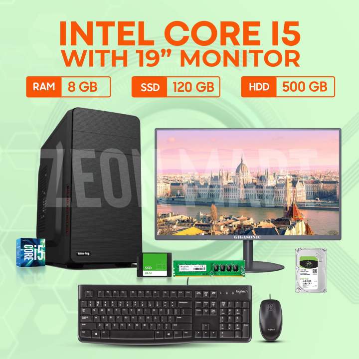 Intel Core i5 RAM 8GB SSD 120GB OR HDD 500GB Graphics 2GB Built in Gaming PC Win 10 64 Bit And 'Monitor 19 inch' Full NEW Desktop Computer Set