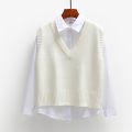 Fashion Winter Knitted Sweater Women Casual V-Neck Pullover Vest All-match Sleeveless Female Clothing Loose Tops Jumper 22783.