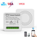 16A Tuya Smart WiFi Switch Support 2-Way DIY Switches Mini Smart Breaker Smart Life Control Support Alexa  Alice. 