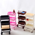 1Set 1:12 Dollhouse Miniature Trolley Dining Cart with Wheels Storage Display Shelf Bookshelf Furniture Model Decor Toy.