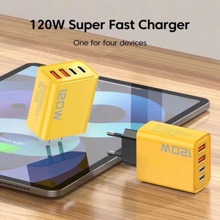 4%20Port%20USB%20Charger%20Total%20120W%20Fast%20Charging%20EU/US/UK%20Plug%20Wall%20Charger%20Mobile%20Phone%20Power%20Adapter%20For%20Phone%20Charge%20Type%20C%20Cable%20-%20Image%203
