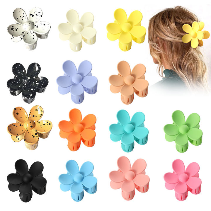 New Korea Flower Shape Hair Claw Clips For Women Candy Color Crab Hair