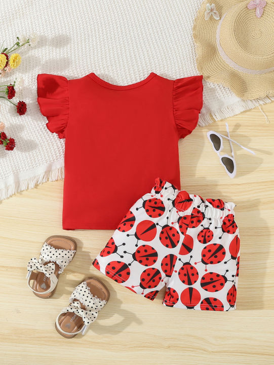 Summer%20Adorable%20%20Ladybug%20Outfit%202pcs%20Set%20for%20Baby%20Girls%20Sleeveless%20T-shirt%20+Causal%20Shorts%20Infant%20Newborn%20Baby%20Girl%20%20Clothes%20-%20Image%202