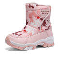 2024 Winter Children Shoes Plush Waterproof Fabric Non-Slip Pink Girl Shoes  Sole Snow Boots Fashion Warm Outdoor Boots. 