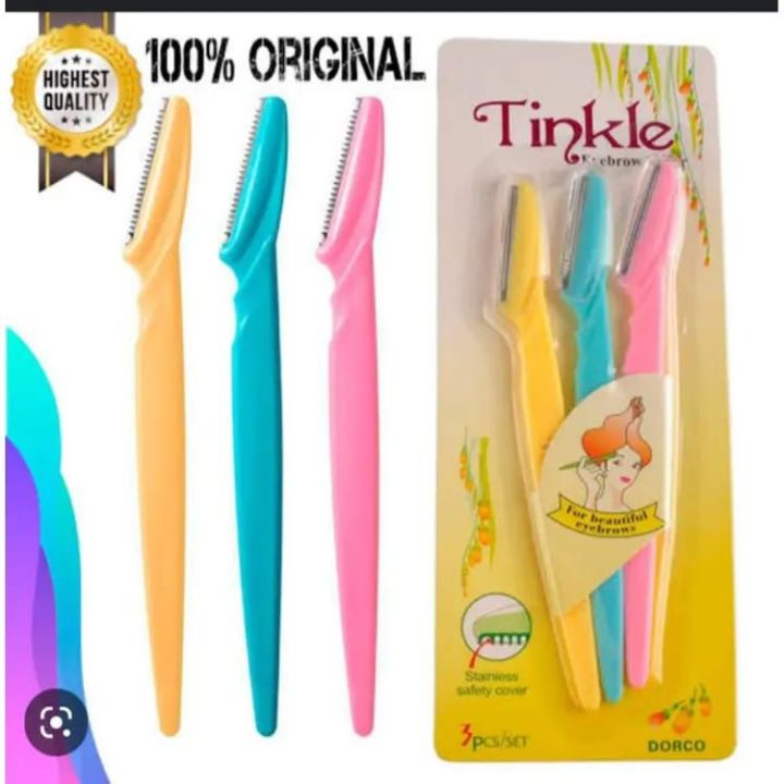 3 pcs Tinkle Eyebrow Razor,Eyebrow Facial Hair Remover & Shaper (3 Pieces), Facial Hair Removal, Eyebrow Trimmer, Shaver For Women, Zigzag Razor for women, Eyes Makeup, Safety Razor for girls, Facial Razor, ladies razor by Piper's Mal