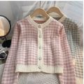 Women's Korean Fashion New Korean Long-sleeved Knit Sweater Cardigans Outwear Coat. 