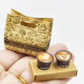 Cowhide Paper Baking Bag Coffee/Tea Set Model, Coffee Takeout Bag/Storage Bag. Miniature Toys!.