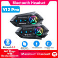 Y12 Pro Motorcycle Helmet Bluetooth Headset Intercom Distance 500M IP56 Dust And Waterproof Voice Assistant Mixing Music Sharing. 