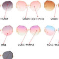 Retro polygon frameless trim sunglasses female personality curve mirror legs sunglasses male gradient color VU400 glasses 104 - Kurti. 