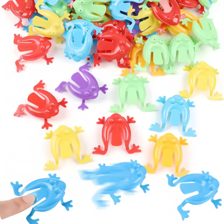 100Pcs Mixed Color Jumping Frog Bounce Fidget Toy Set Antistress Relief Family Game for Birthday Party Children Boys