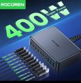 Rocoren 400W 10 in 1 Multi Ports USB Type C Fast Charger Portable Desktop Power Station Type-C Gan Charger For iPhone 16 15 Pro Max. 