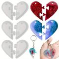 3Pcs Heart Puzzle Key Chain Silicone Mold, Couple Pendant Heart Lover Puzzle Resin Casting Mold With Hole, Diy Jewelry Making. 