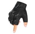 Genuine Leather Half Finger Gloves Icon For Men. 
