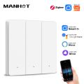 Manhot Smart EU Zigbee Button Switch No Capacitor Wire Required 1/2/3Gang Wall Light Switch Work With Tuya Alexa  Home. 