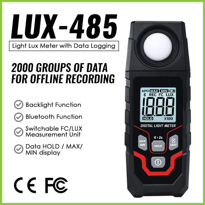 Bluetooth Digital Lux Meter w/ App 200000 Lux Handheld Light Meter Foot ...