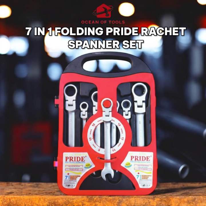 7 in 1 Folding Rachet spanner set PRIDE Heavy duty
