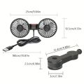 Car Fan 360° 3-speed Car Seat Back Cooling Fan USB Charge Dual Head Fan Adjustable Rotation Neck Cooler for Car Home Accessories. 
