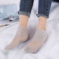 Women shallow transparent invisible thin non slip lace socks.