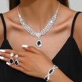 Elegant Bridal Jewelry Set Necklace Earrings with Sparkling Rhinestones Perfect for Weddings Parties. 