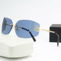 Curved One-Piece Sunglasses, Frameless Square Cut-Edge Design, UV400 Protection, Women's High-End Street Style. 