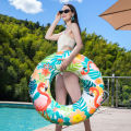 1PC Tropical Leaf Swim Ring - Reinforced PVC, Adult Underarm Float for Beach, Pool, Lake Summer.