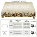 1Pc Christmas Tablecloth with Nativity Scene, Yule Home Party Decor for Indoor Outdoor, Xmas Round Rectangular Table Cloth.